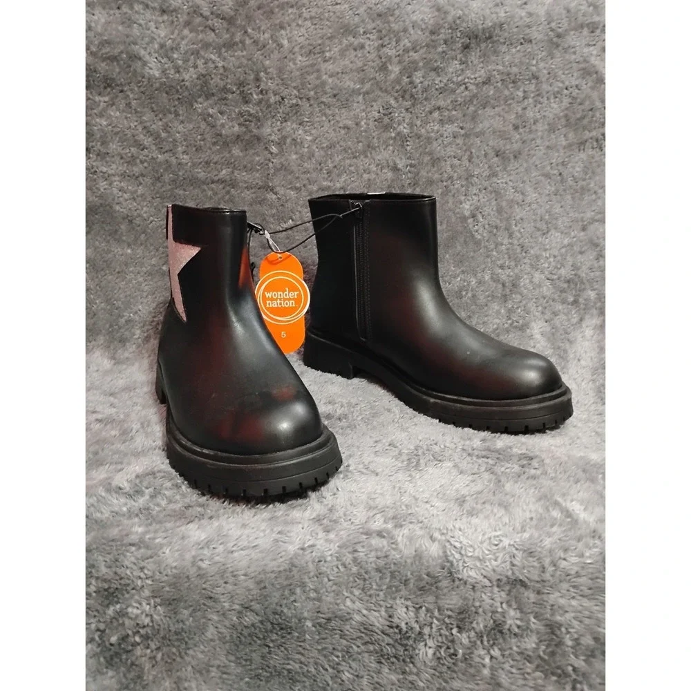 Wonder‎ Nation Toddler And Girls Glitter Star Chelsea Boots Size 5